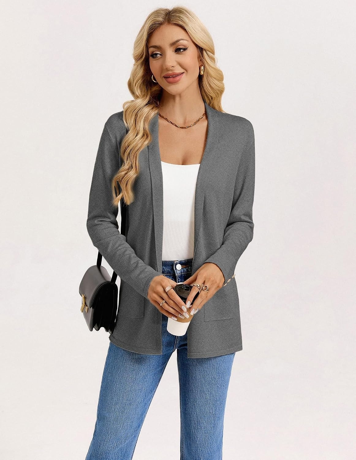 image:imageGRACE KARIN Long Cardigans for Women 2026 Business Casual Fall FashionDark Gray