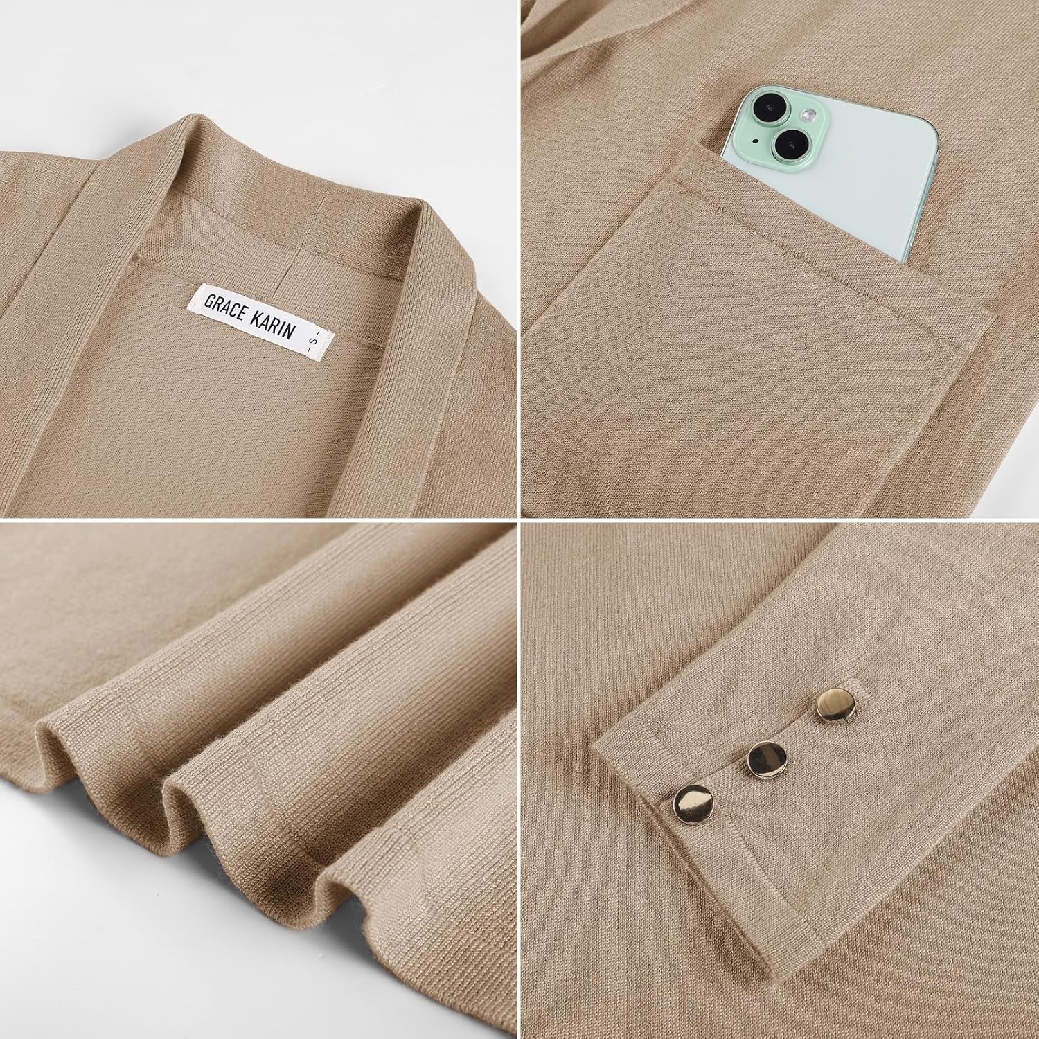 image:imageGRACE KARIN Long Cardigans for Women 2026 Business Casual Fall FashionKhaki
