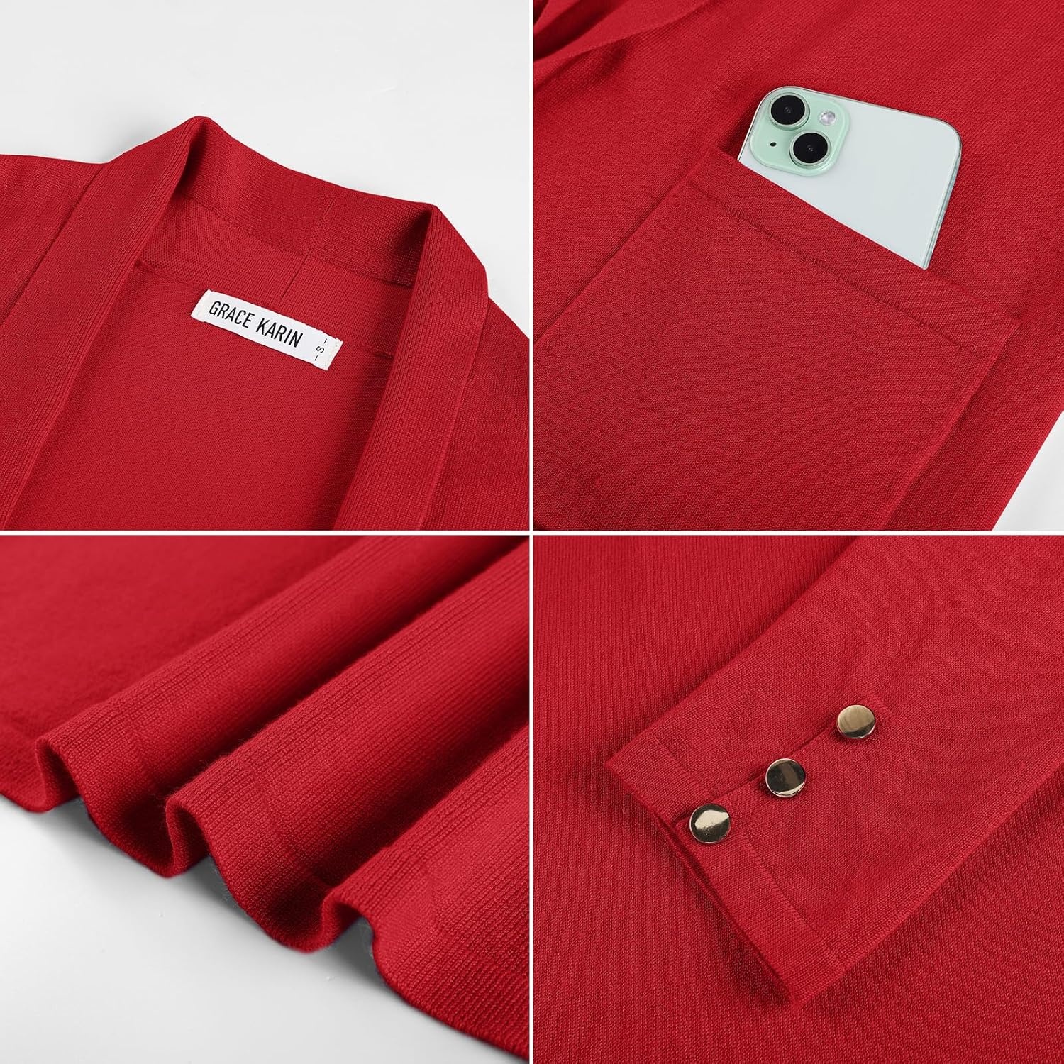 image:imageGRACE KARIN Long Cardigans for Women 2026 Business Casual Fall FashionRed