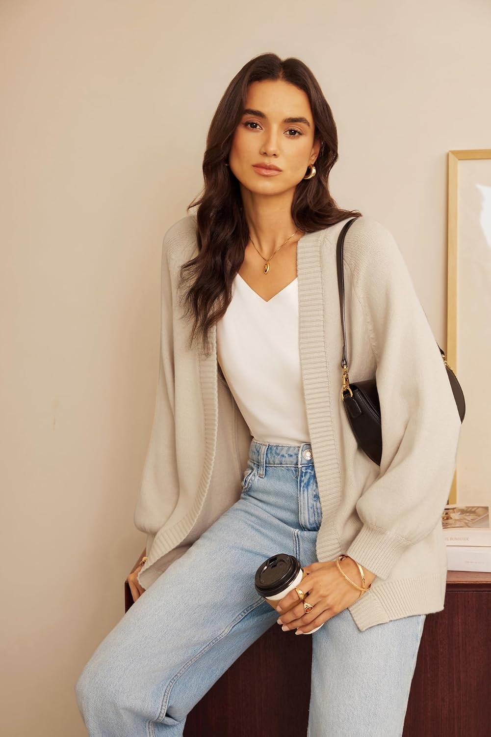 image:imageGRACE KARIN Oversized Cardigan Sweaters for Women Long Chunky Fall OutfitsApricot