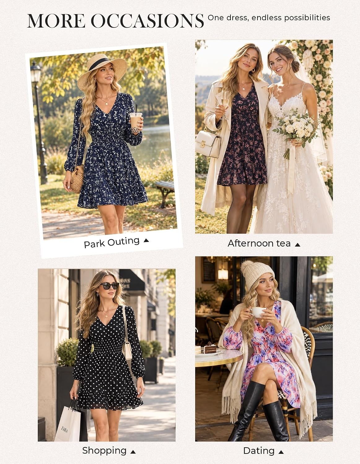 image:imageGRACE KARIN Womens Fall Long Sleeve Mini Short Dress 2026Black Floral