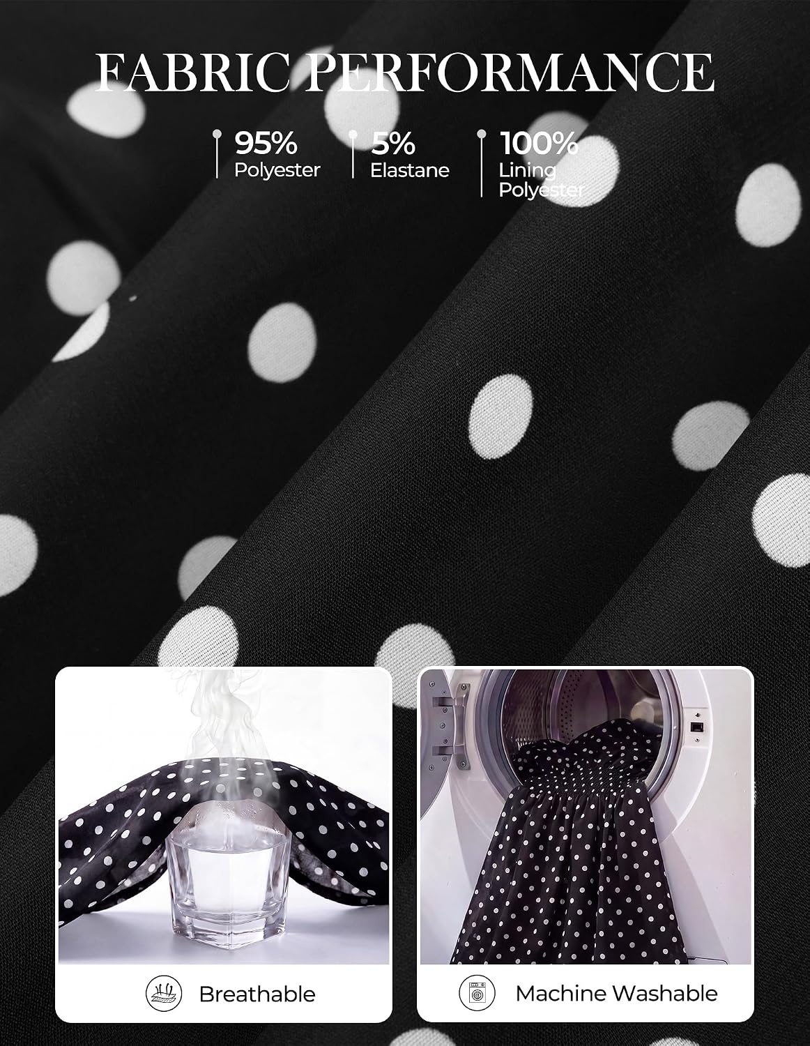 image:imageGRACE KARIN Womens Fall Long Sleeve Mini Short Dress 2026Black White Polka Dots