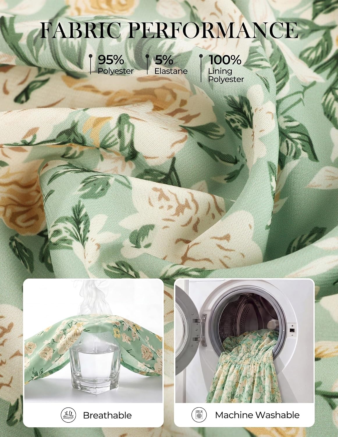 image:imageGRACE KARIN Womens Fall Long Sleeve Mini Short Dress 2026Green White Floral