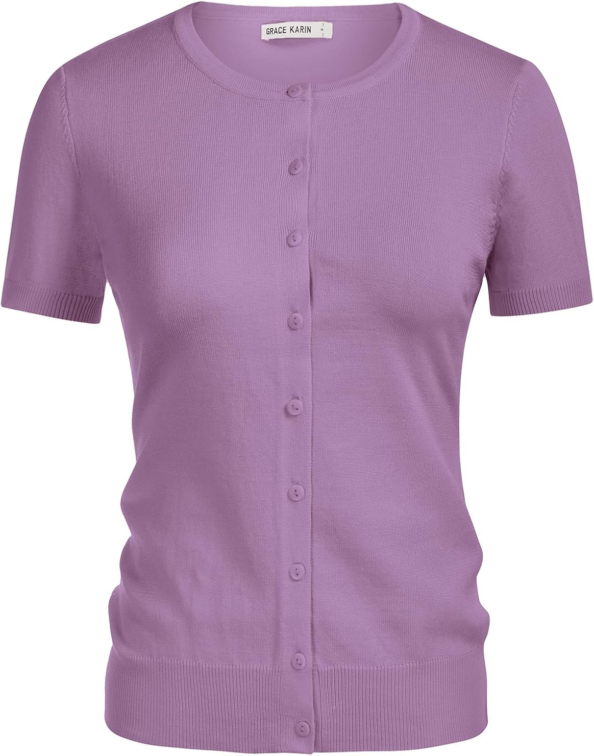 image:imageGRACE KARIN Womens Short Sleeve Cardigan Sweaters Lightweight Fall OutfitsPurple