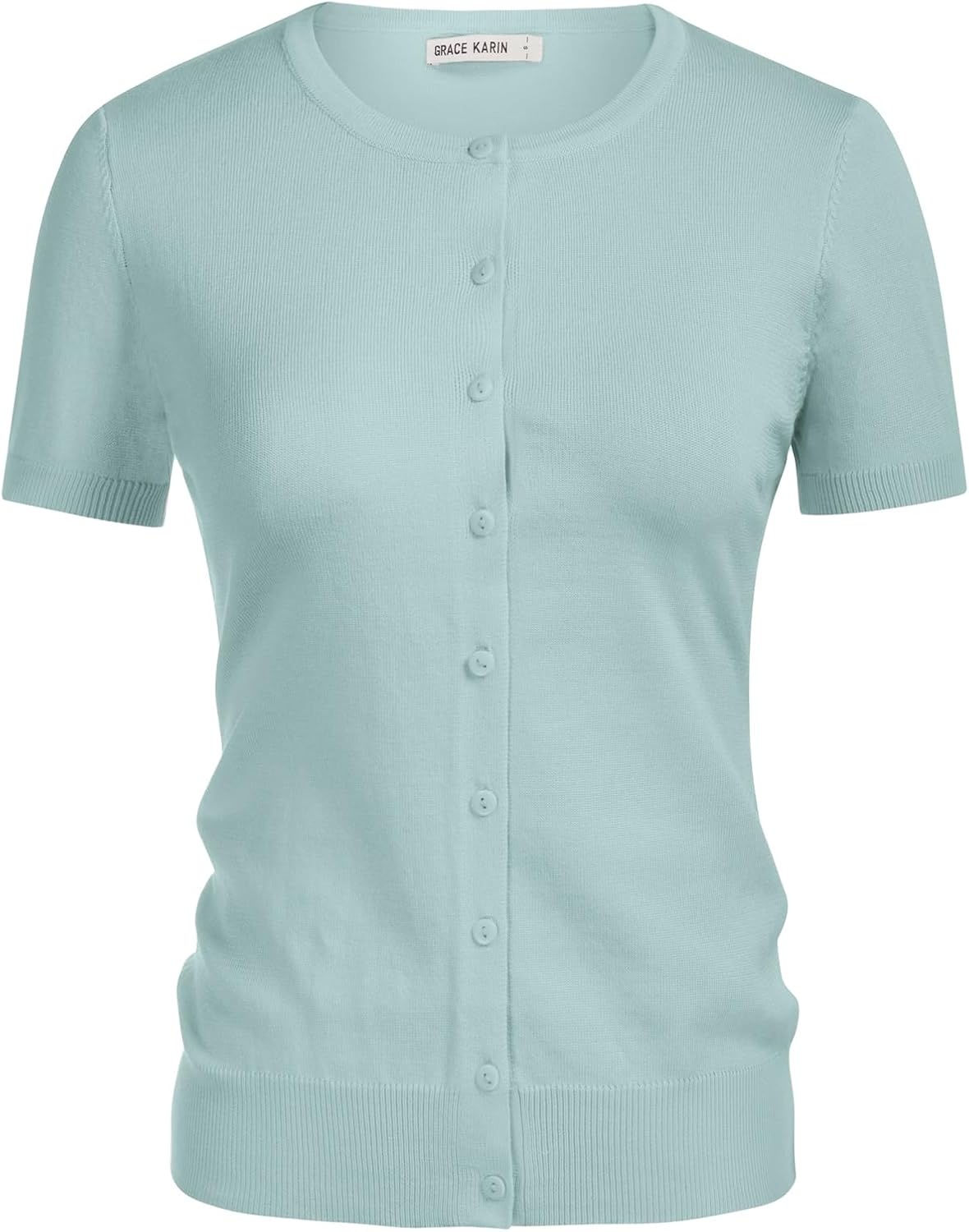 image:imageGRACE KARIN Womens Short Sleeve Cardigan Sweaters Lightweight Fall OutfitsSeafoam Blue