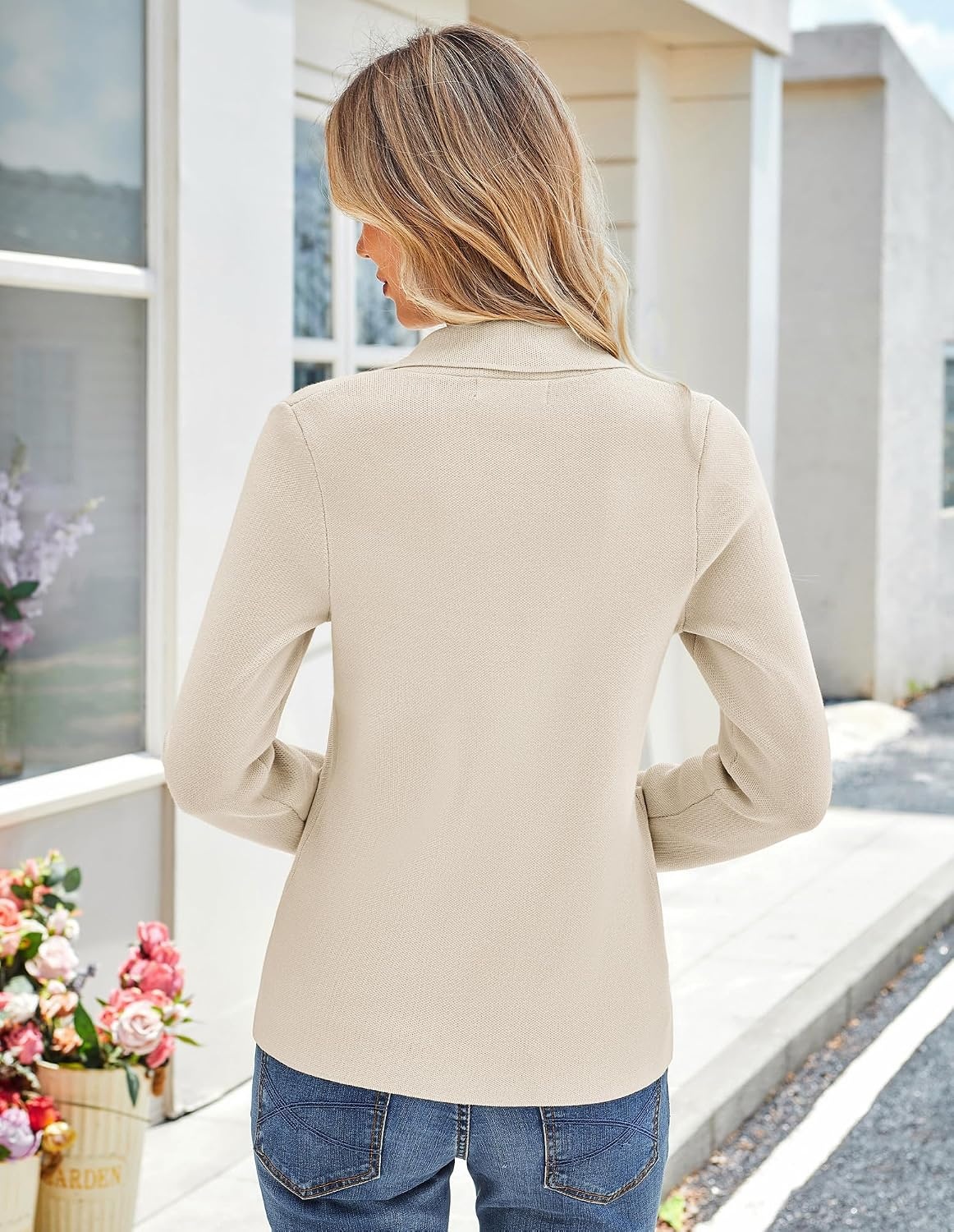 image:imageKANCY KOLE Sweater Blazer Women Casual Bussiness Stretchy Knit BlazersApricot