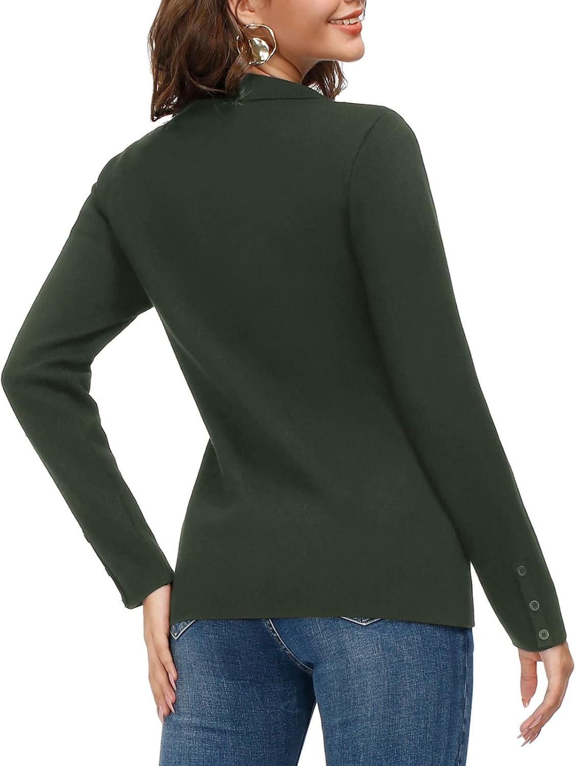 image:imageKANCY KOLE Sweater Blazer Women Casual Bussiness Stretchy Knit BlazersArmy Green