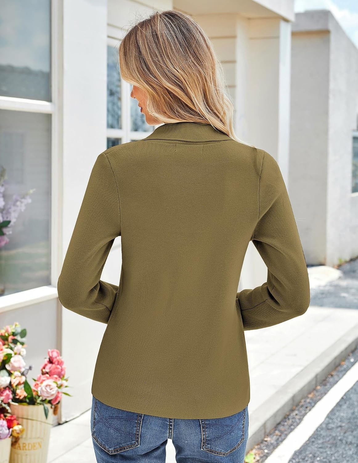 image:imageKANCY KOLE Sweater Blazer Women Casual Bussiness Stretchy Knit BlazersCamel Heather