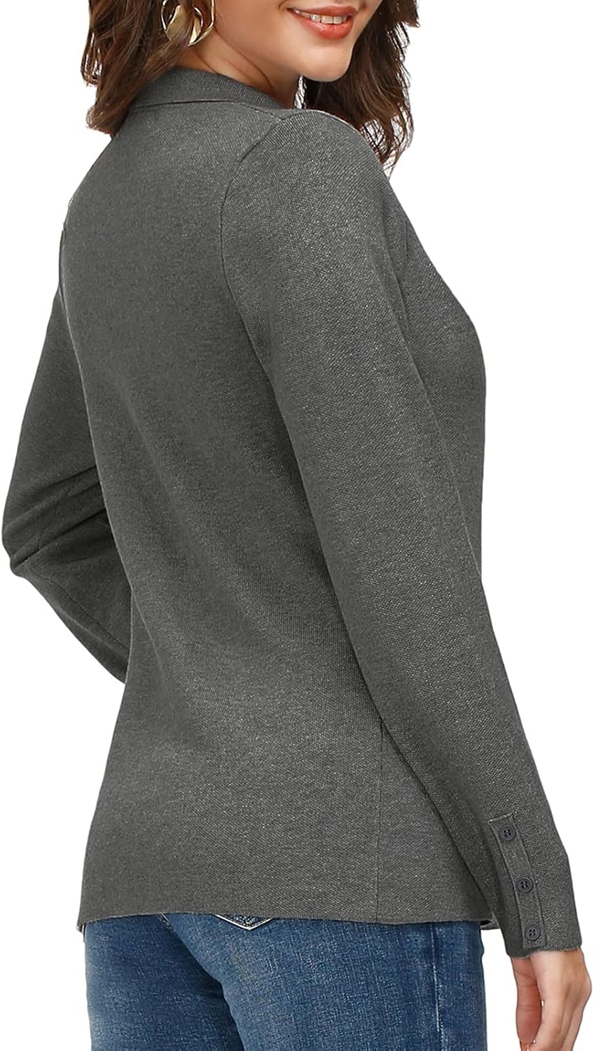 image:imageKANCY KOLE Sweater Blazer Women Casual Bussiness Stretchy Knit BlazersDark Grey Heather