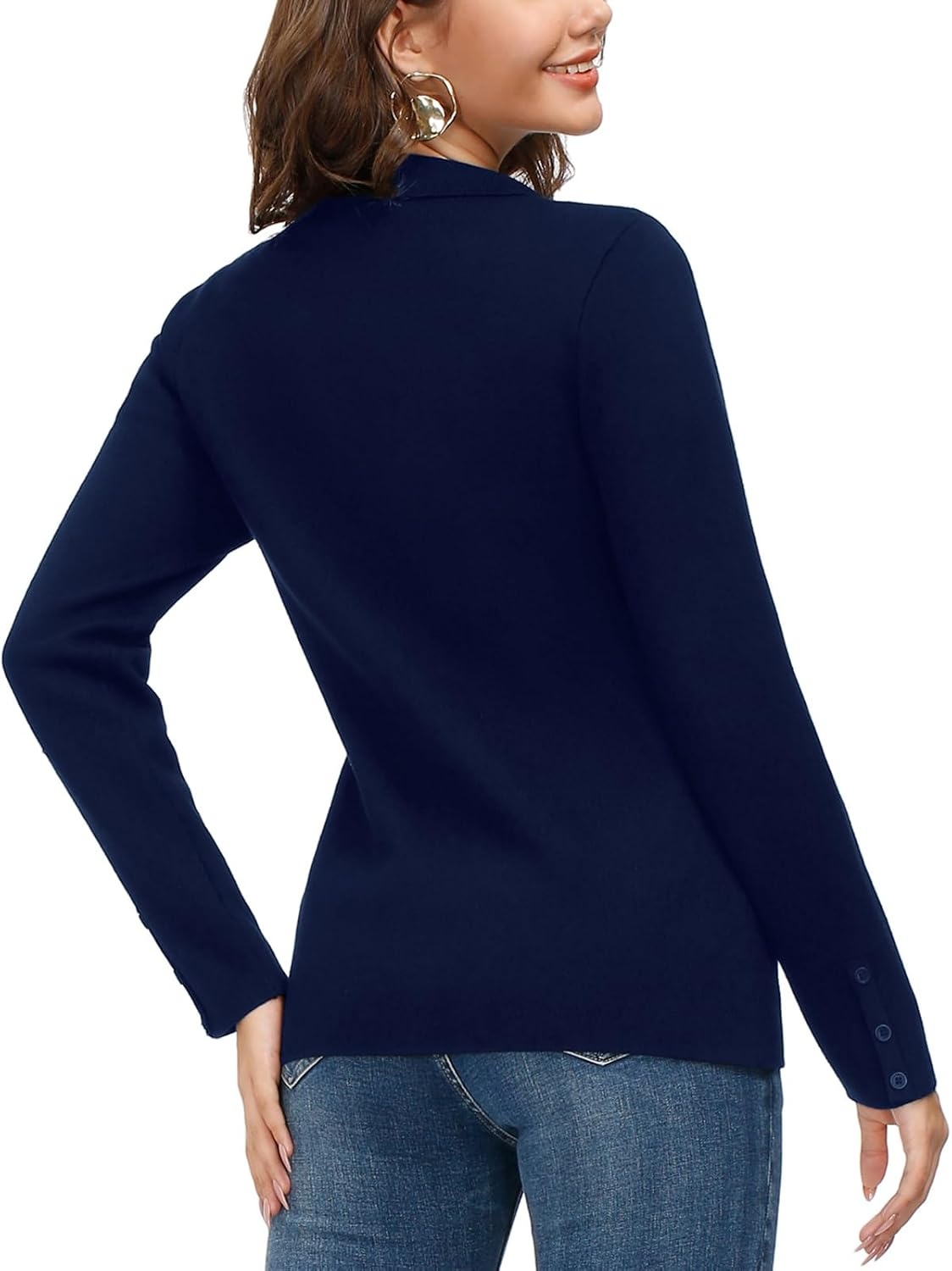 image:imageKANCY KOLE Sweater Blazer Women Casual Bussiness Stretchy Knit BlazersNavy Blue