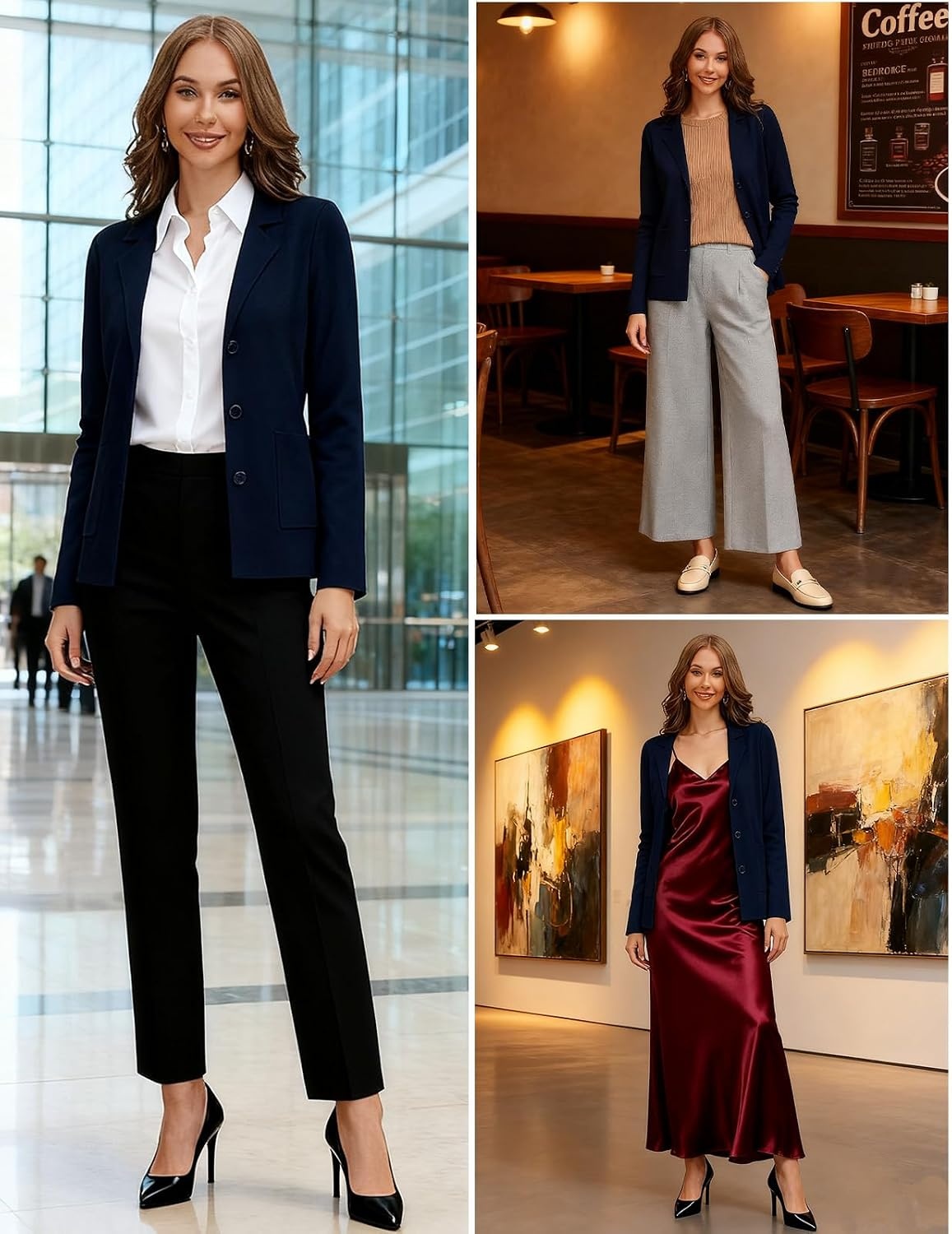 image:imageKANCY KOLE Sweater Blazer Women Casual Bussiness Stretchy Knit BlazersNavy Blue