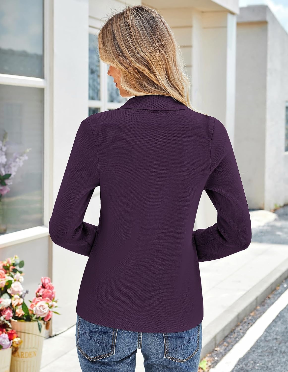 image:imageKANCY KOLE Sweater Blazer Women Casual Bussiness Stretchy Knit BlazersPurple