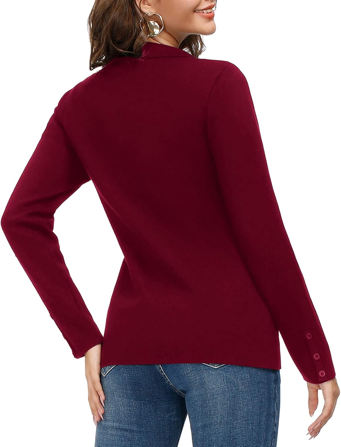 image:imageKANCY KOLE Sweater Blazer Women Casual Bussiness Stretchy Knit BlazersWine