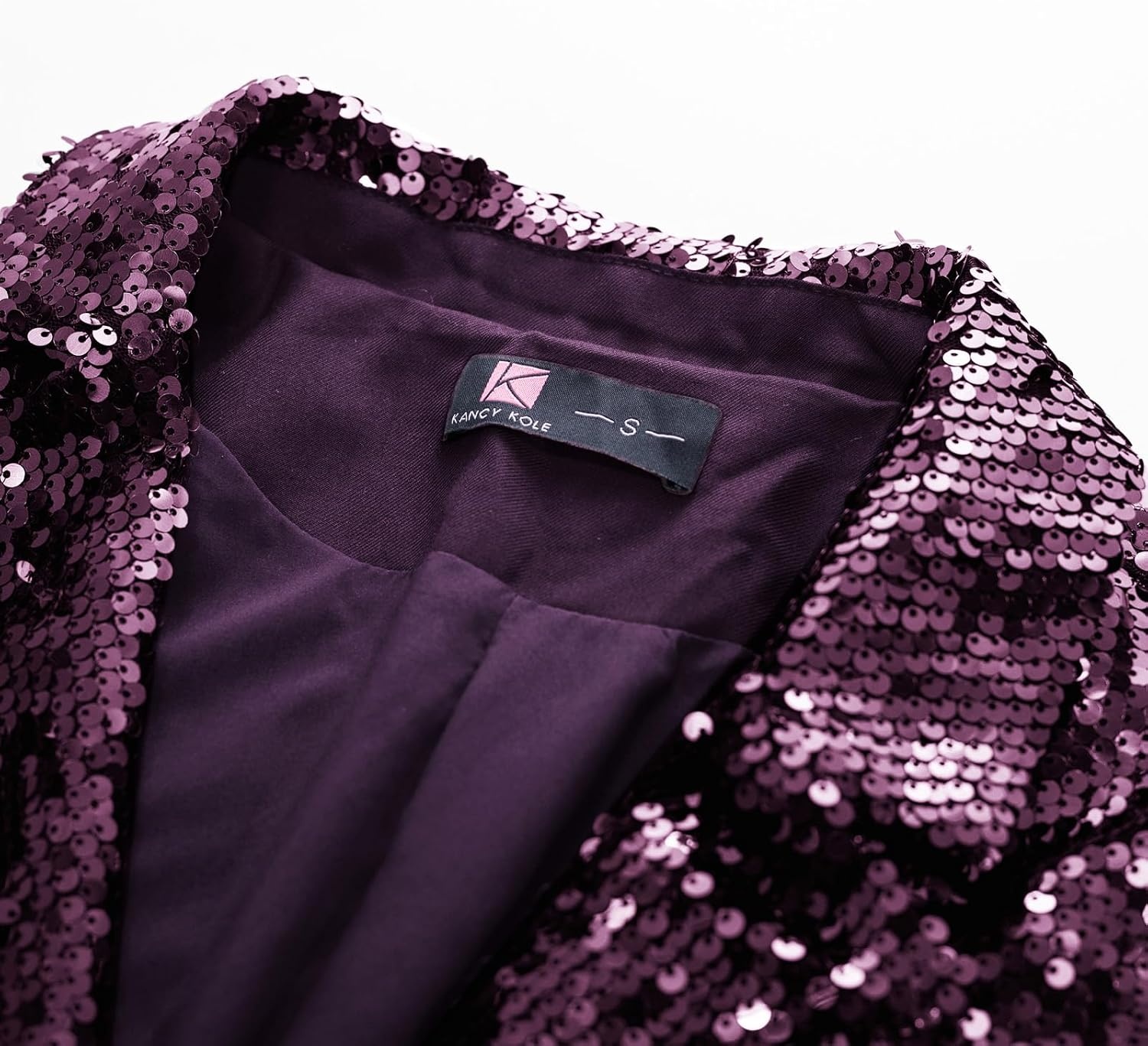 image:imageKANCY KOLE Womens Sequin Jackets Open Front Blazer Jacket Casual Long Sleeve Sparkly Cardigan Coat with Pocket SXXLDark Purple