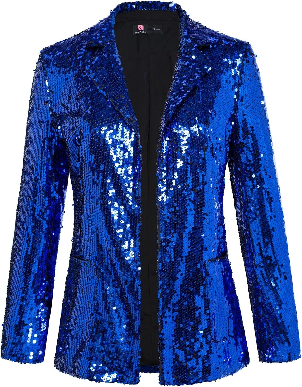 image:imageKANCY KOLE Womens Sequin Jackets Open Front Blazer Jacket Casual Long Sleeve Sparkly Cardigan Coat with Pocket SXXLRoyal Blue