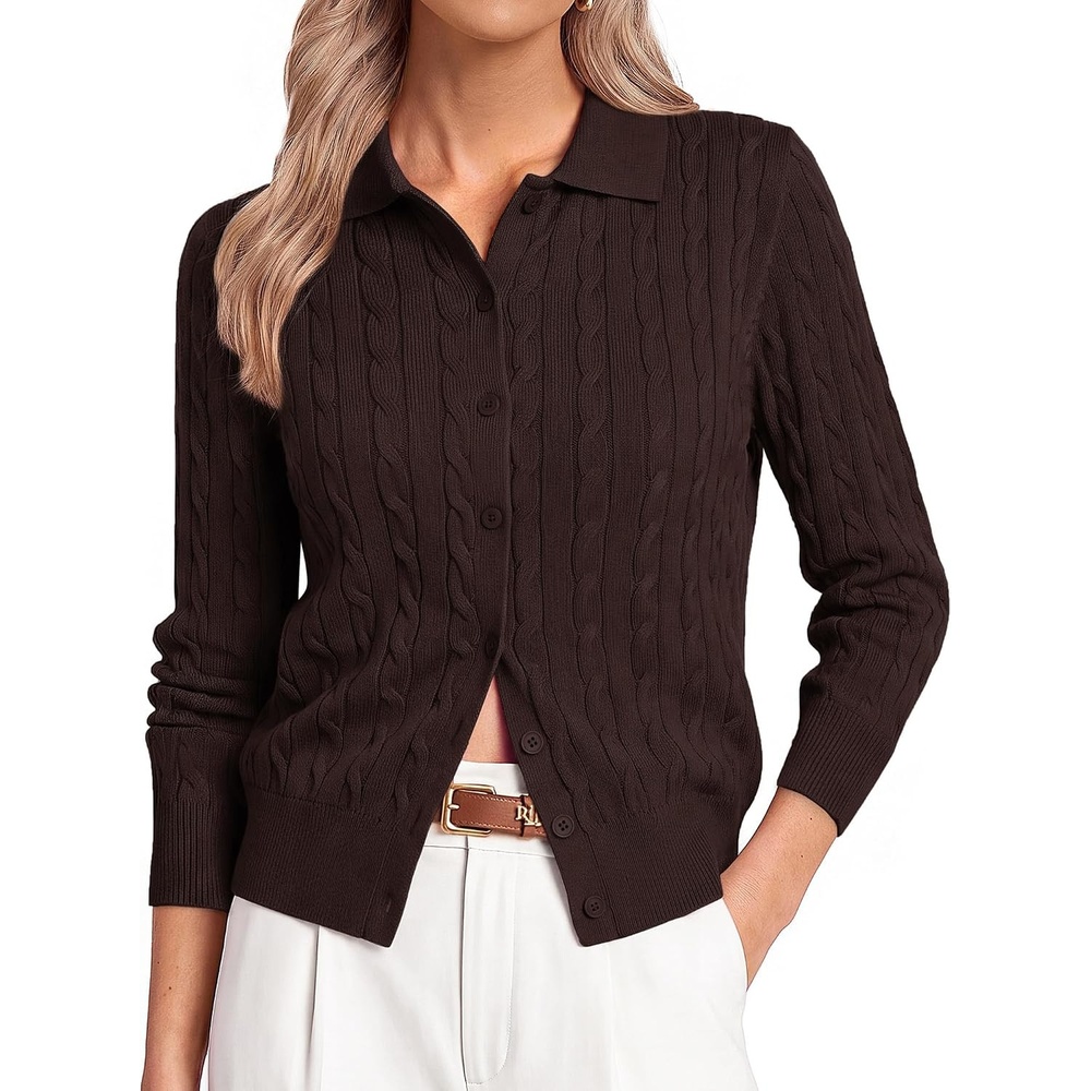 image:imageGRACE KARIN Cardigan for Women Trendy Cable Knit Sweaters 2026 Fall ClothesRegularchocolate Brown