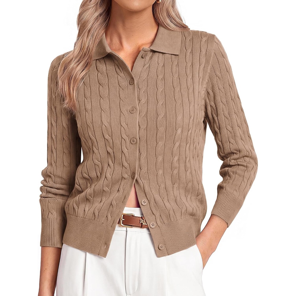 image:imageGRACE KARIN Cardigan for Women Trendy Cable Knit Sweaters 2026 Fall ClothesRegulardark Camel