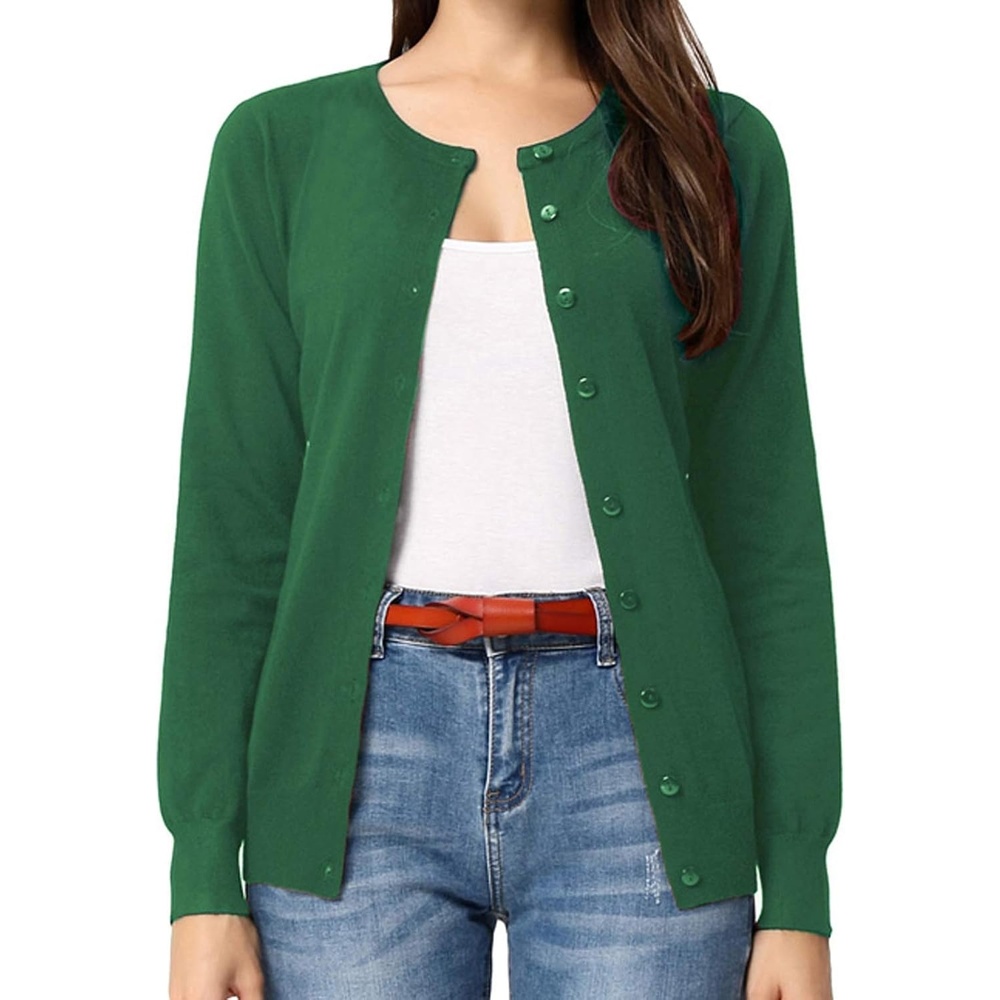 image:imageGRACE KARIN Women Cardigan Sweaters Lightweight Button Up Knit Fall SweaterArmy Olive