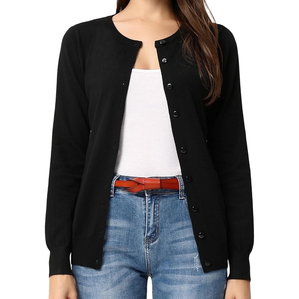 image:imageGRACE KARIN Women Cardigan Sweaters Lightweight Button Up Knit Fall SweaterBlack