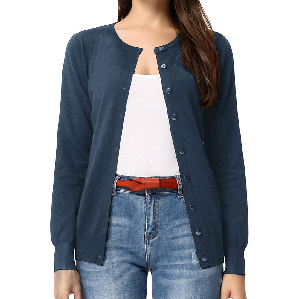 image:imageGRACE KARIN Women Cardigan Sweaters Lightweight Button Up Knit Fall SweaterBlue Gray