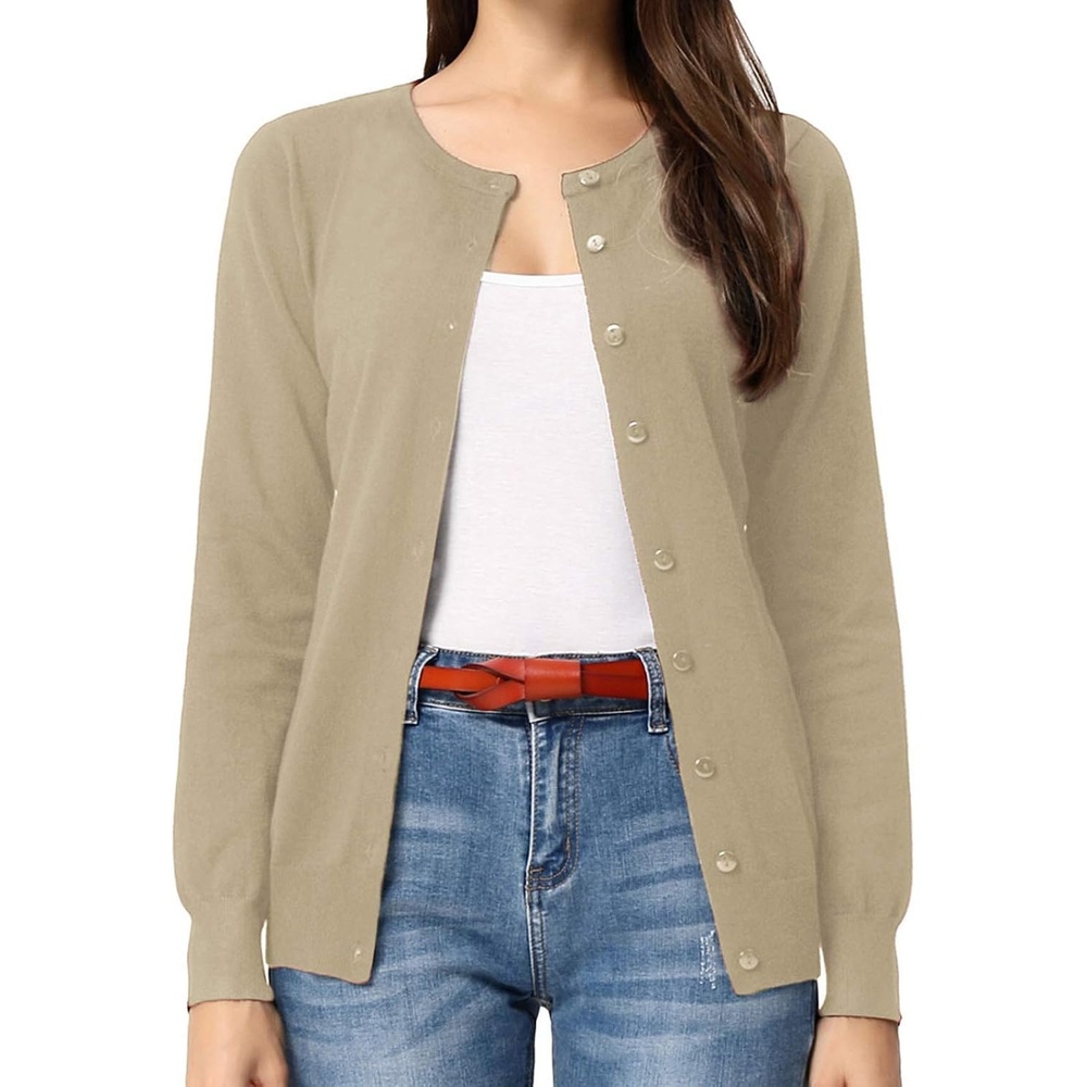 image:imageGRACE KARIN Women Cardigan Sweaters Lightweight Button Up Knit Fall SweaterCamel