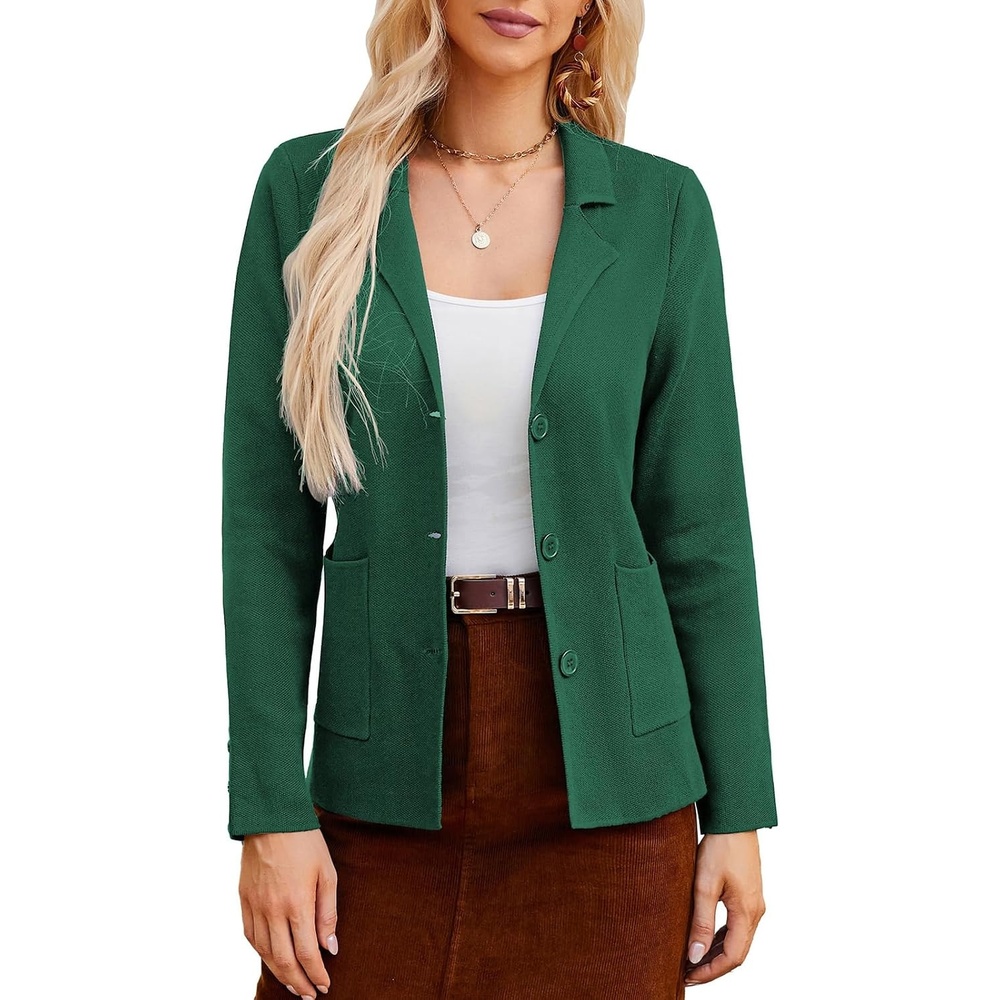 image:imageKANCY KOLE Sweater Blazer Women Casual Bussiness Stretchy Knit BlazersGreen