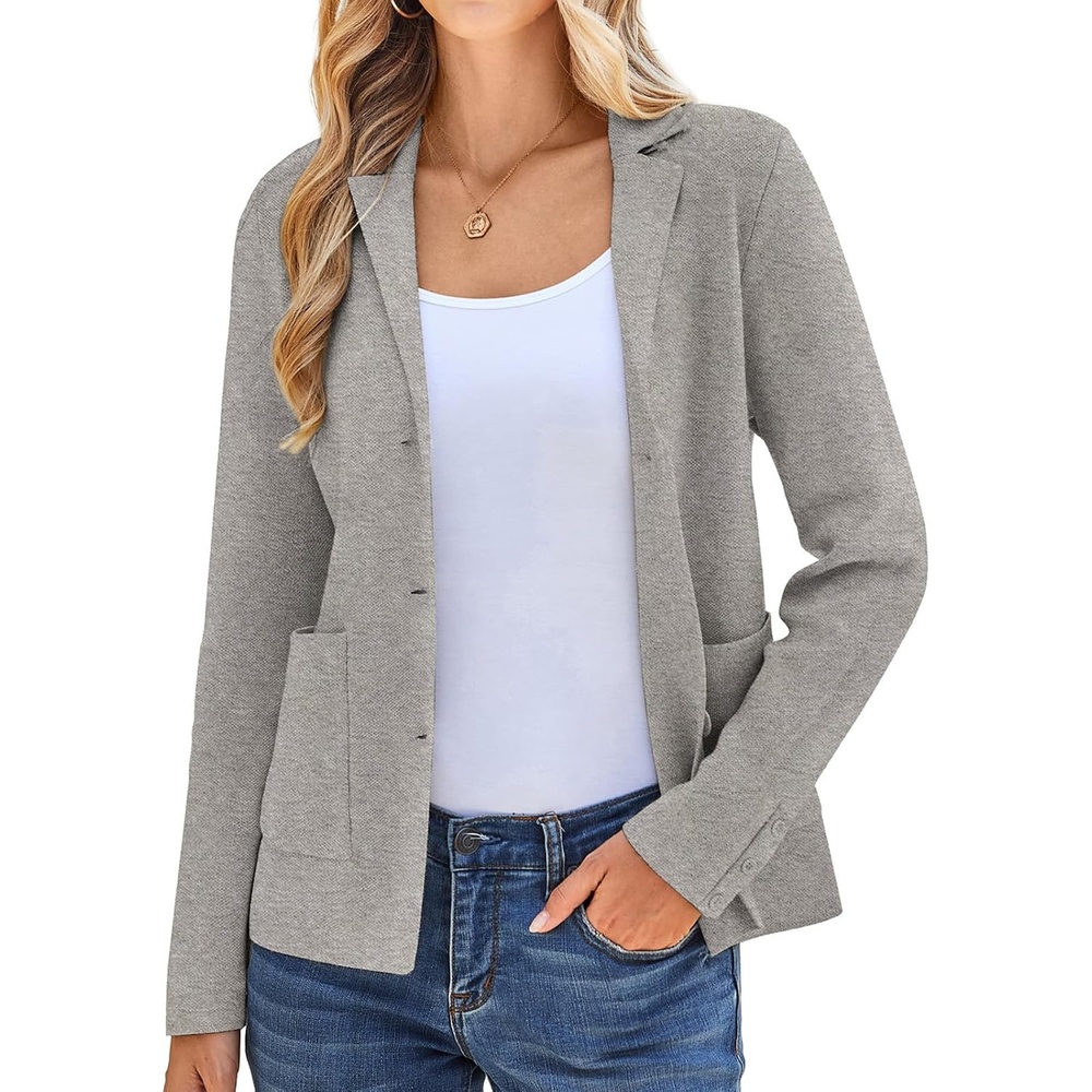 image:imageKANCY KOLE Sweater Blazer Women Casual Bussiness Stretchy Knit BlazersGrey