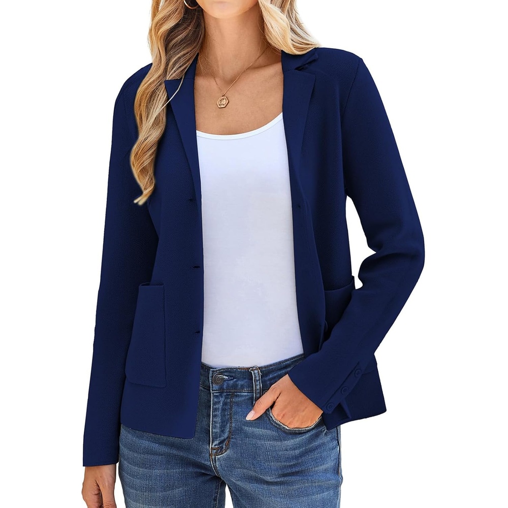 image:imageKANCY KOLE Sweater Blazer Women Casual Bussiness Stretchy Knit BlazersNavy Blue