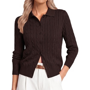 GRACE KARIN Cardigan for Women Trendy Cable Knit Sweaters 2026 Fall Clothes(Regular-chocolate Brown)