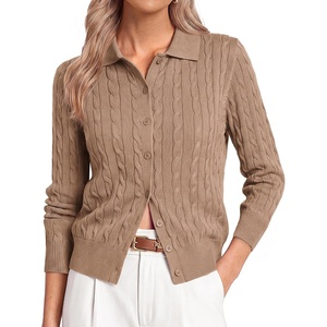 GRACE KARIN Cardigan for Women Trendy Cable Knit Sweaters 2026 Fall Clothes(Regular-dark Camel)