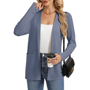 GRACE KARIN Long Cardigans for Women 2026 Business Casual Fall Fashion(Blue Gray)