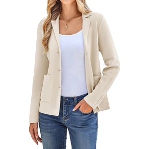 KANCY KOLE Sweater Blazer Women Casual, Bussiness Stretchy Knit Blazers(Apricot)