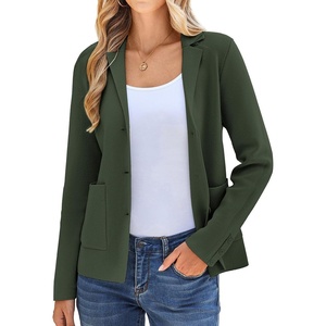 KANCY KOLE Sweater Blazer Women Casual, Bussiness Stretchy Knit Blazers(Army Green)