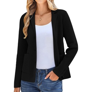 KANCY KOLE Sweater Blazer Women Casual, Bussiness Stretchy Knit Blazers(Black)