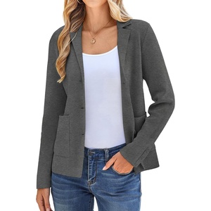KANCY KOLE Sweater Blazer Women Casual, Bussiness Stretchy Knit Blazers(Dark Grey Heather)