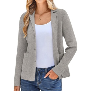 KANCY KOLE Sweater Blazer Women Casual, Bussiness Stretchy Knit Blazers(Grey)