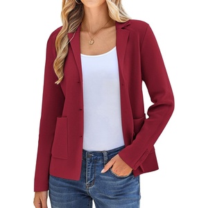 KANCY KOLE Sweater Blazer Women Casual, Bussiness Stretchy Knit Blazers(Wine)