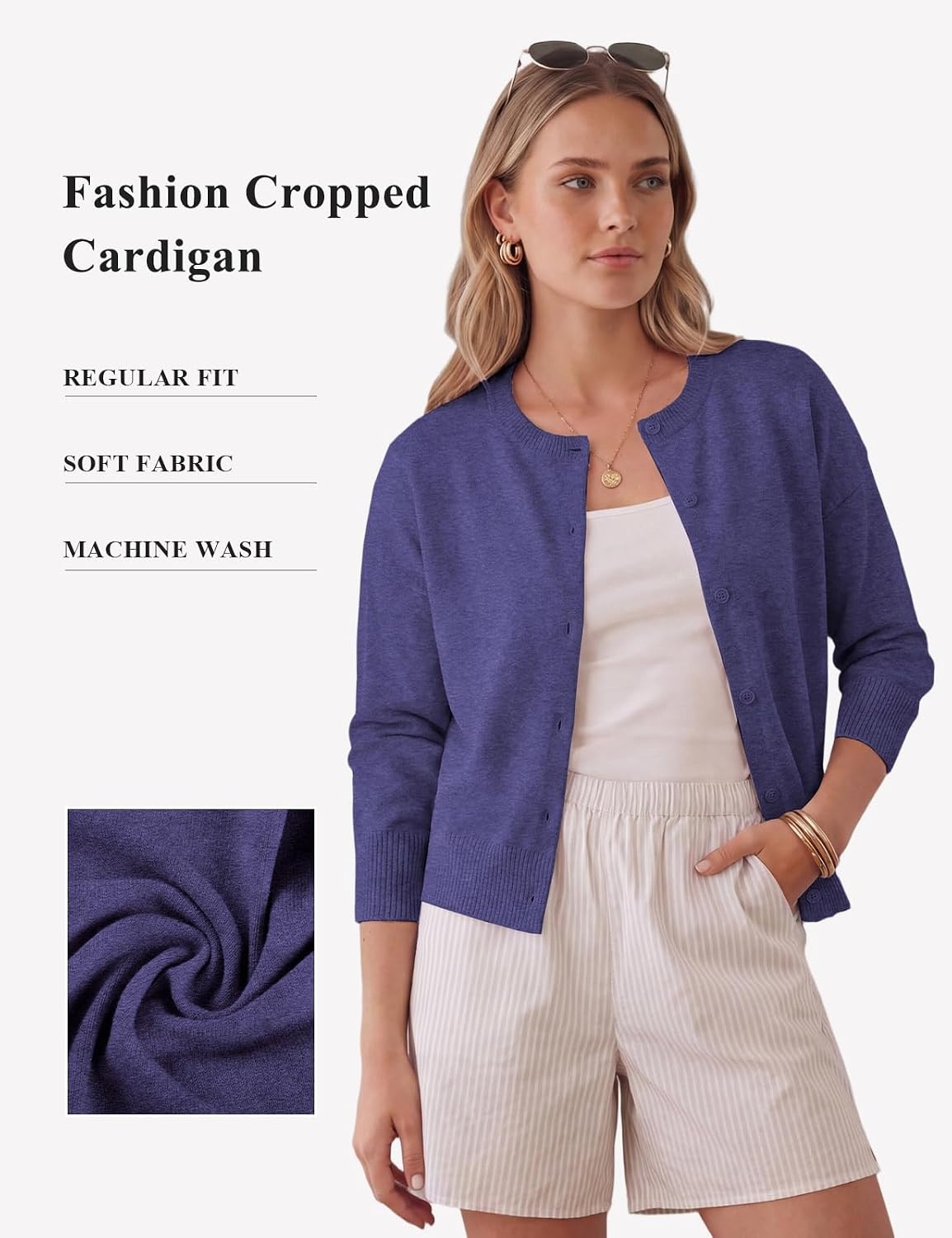 image:imageGRACE KARIN Cropped Cardigan Sweaters for Women Long Sleeve Crew Neck Open Front Jackets Y2K Fall Fashion Clothes 2026Deep Purple