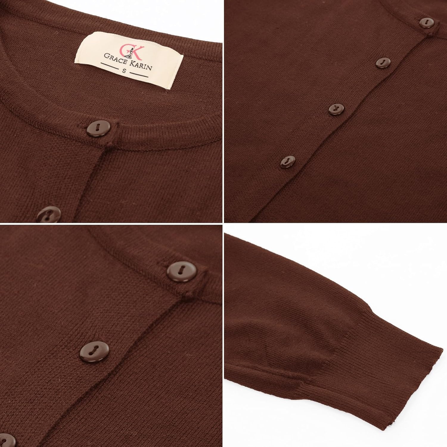 image:imageGRACE KARIN Women Cardigan Sweaters Lightweight Button Up Knit Fall SweaterCoffee Brown