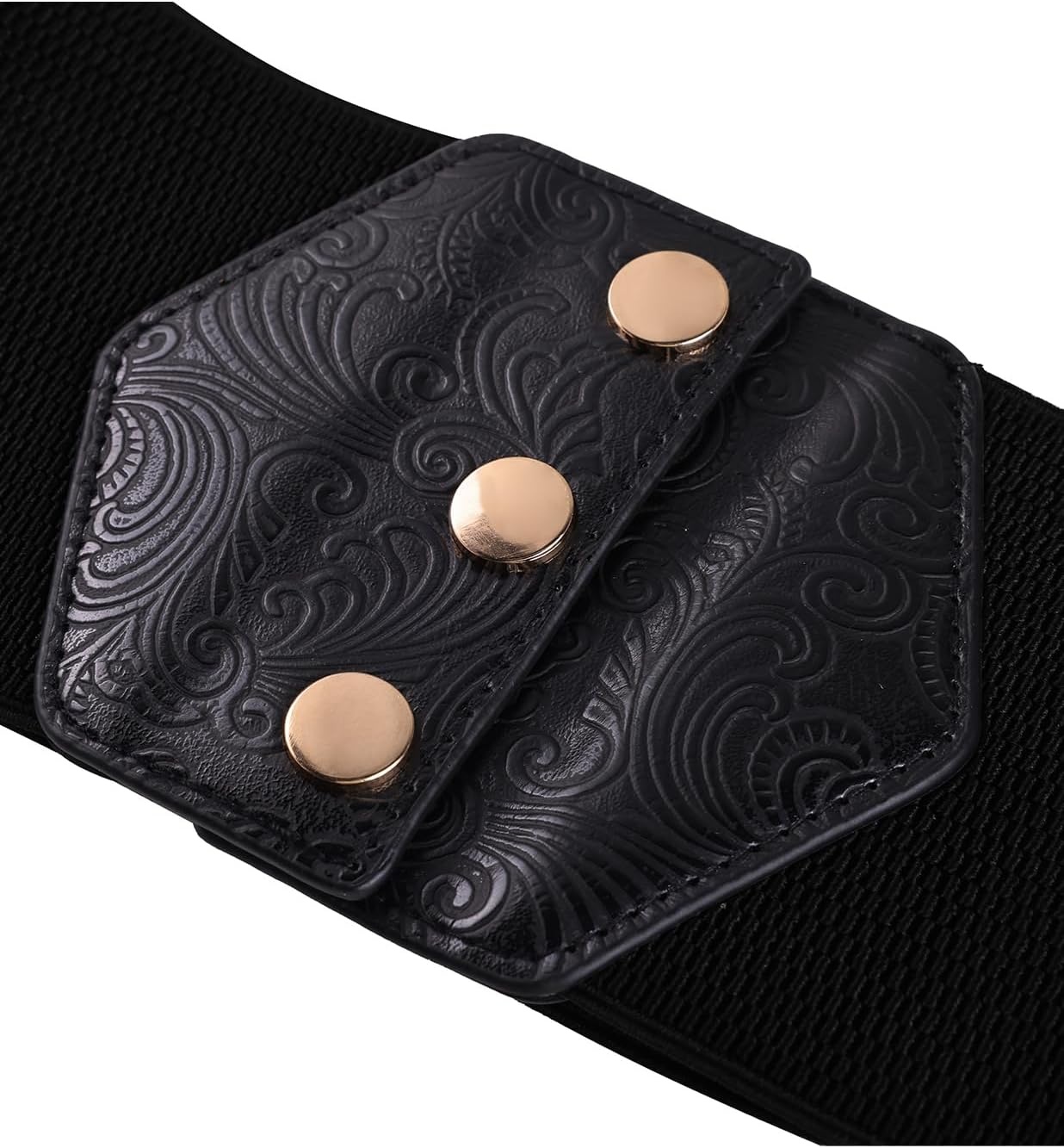 image:imageGRACE KARIN Women Wide Elastic Vintage Belt Corset SnapButton WaistbandBlackPrinted2