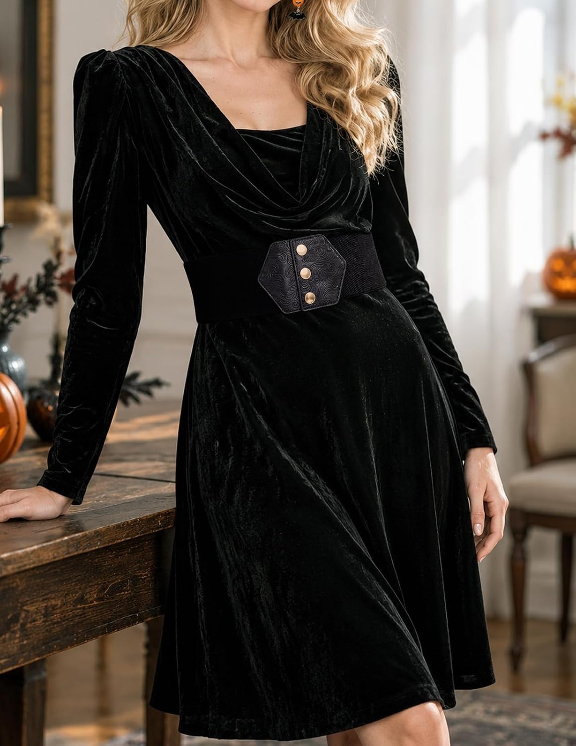 image:imageGRACE KARIN Women Wide Elastic Vintage Belt Corset SnapButton WaistbandBlackPrinted2