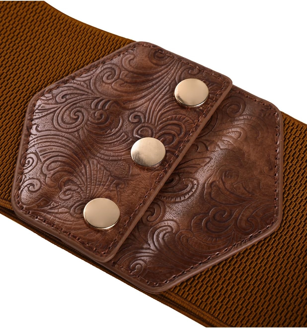 image:imageGRACE KARIN Women Wide Elastic Vintage Belt Corset SnapButton WaistbandCoffeePrinted2