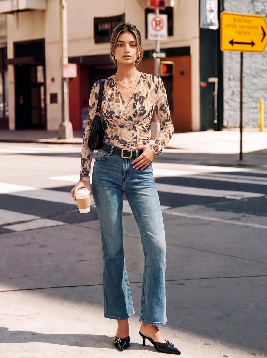 image:imageGRACE KARIN Womens Boho Mesh Tops Long Sleeve Blouses Dressy CasualLeopard