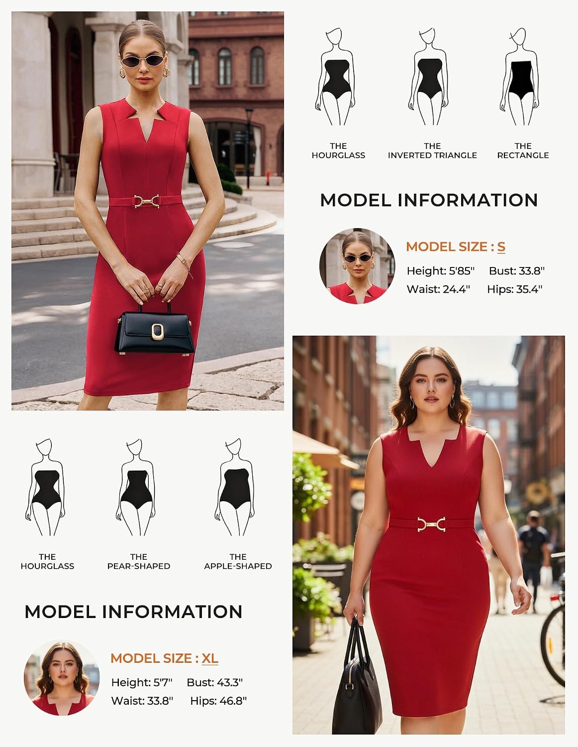 image:imageGRACE KARIN Womens Midi Work Business Formal Funeral Dresses 2026Red