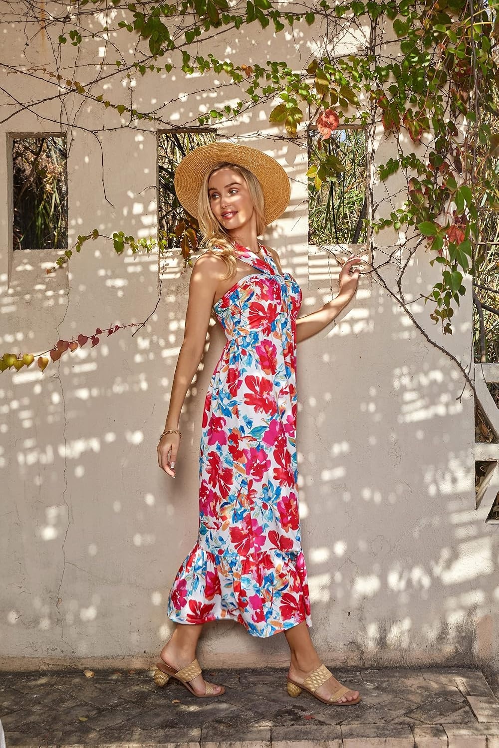 image:imageGRACE KARIN Womens Summer Floral Halter Boho Maxi DressesMulticolor