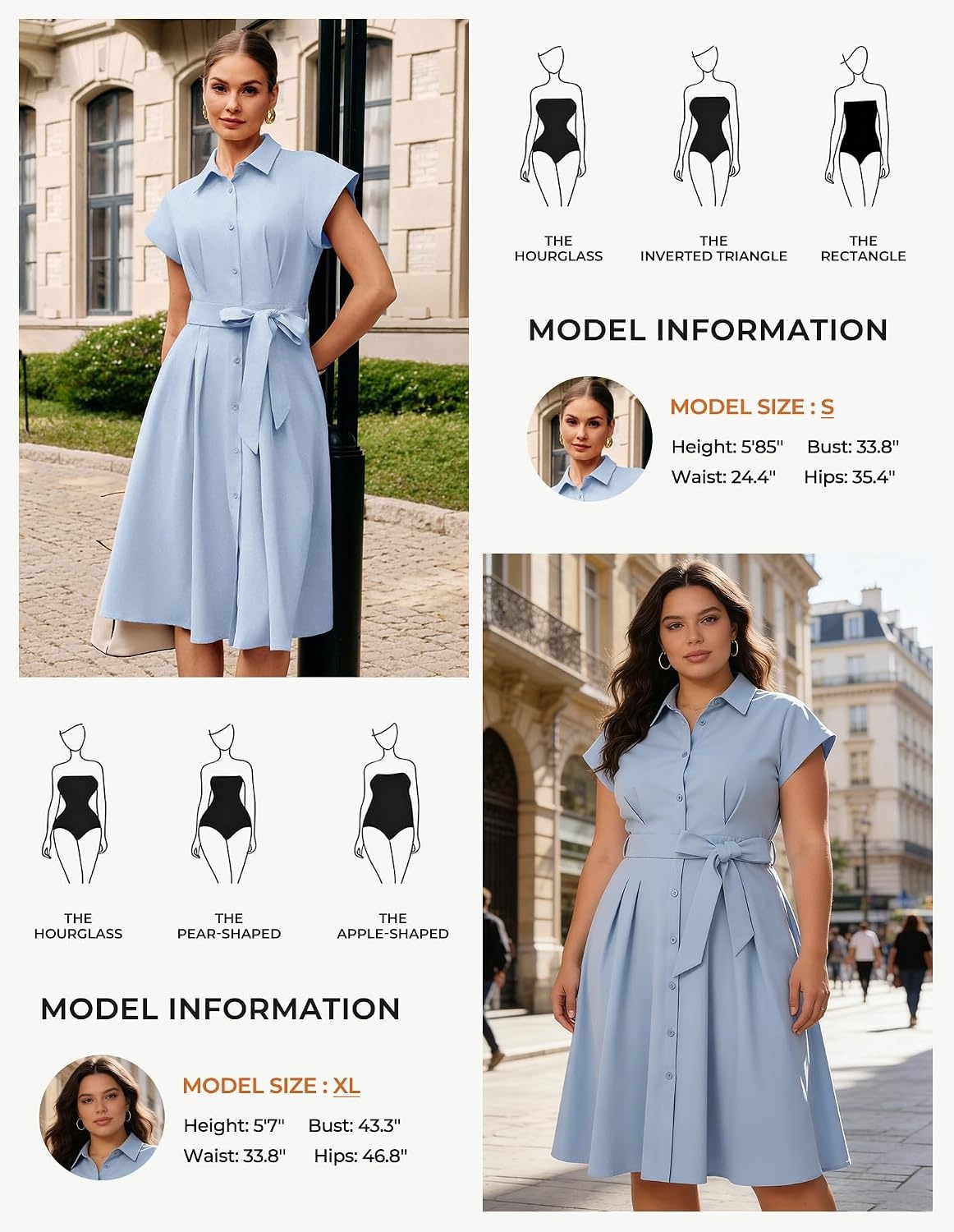image:imageGRACE KARIN Womens Summer Work Business Casual Midi Shirt DressesBlue