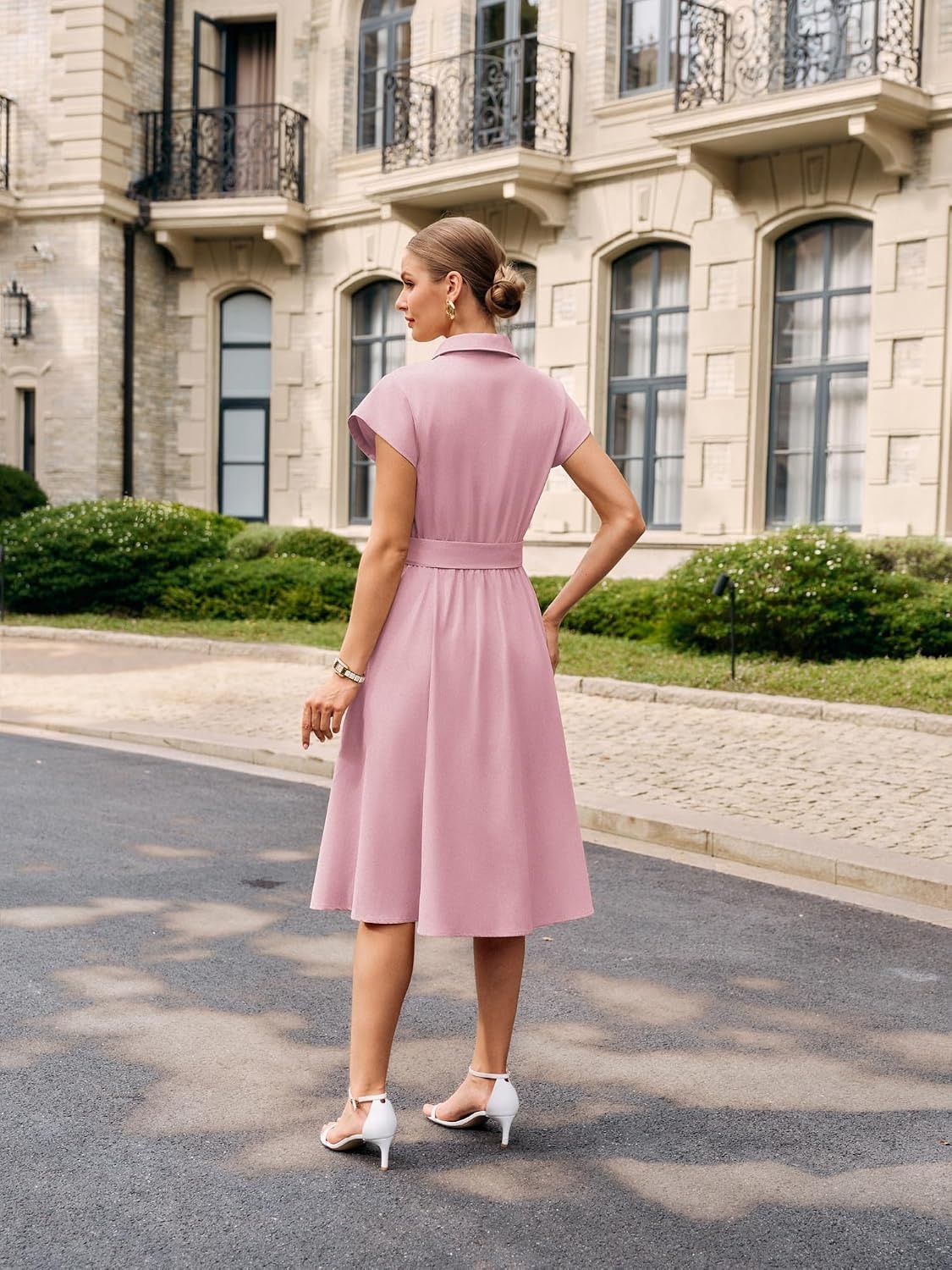image:imageGRACE KARIN Womens Summer Work Business Casual Midi Shirt DressesPink