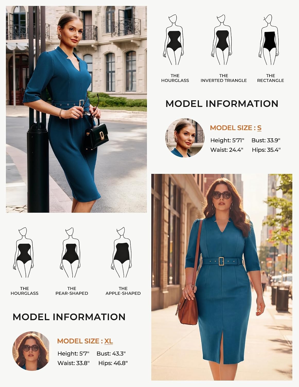 image:imageGRACE KARIN Womens Work Dress 34 Sleeve V Neck Bodycon Dress with BeltPeacock Blue