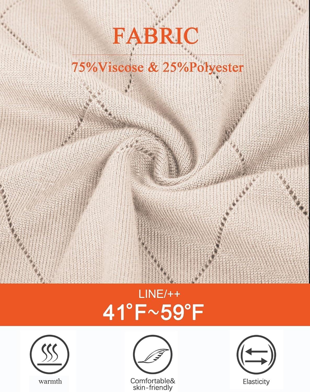 image:imageJACK SMITH Quarter Zip Pullover Sweaters for Womens Rib Polo Sweater TopsApricot