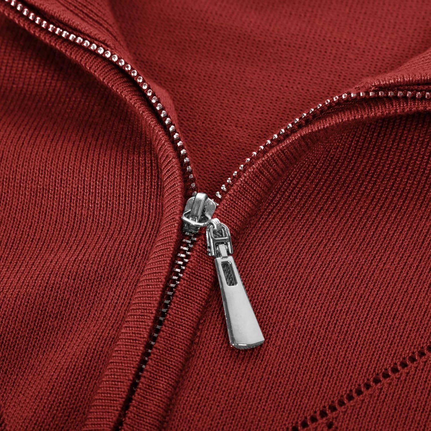 image:imageJACK SMITH Quarter Zip Pullover Sweaters for Womens Rib Polo Sweater TopsDark Red